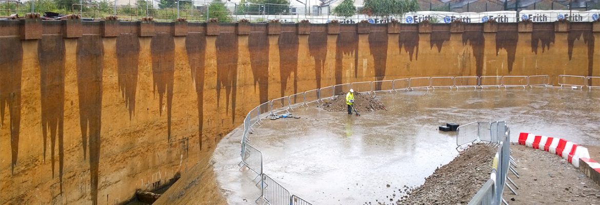 GPR surveyor scanning the gas holder base to determine the thickness.