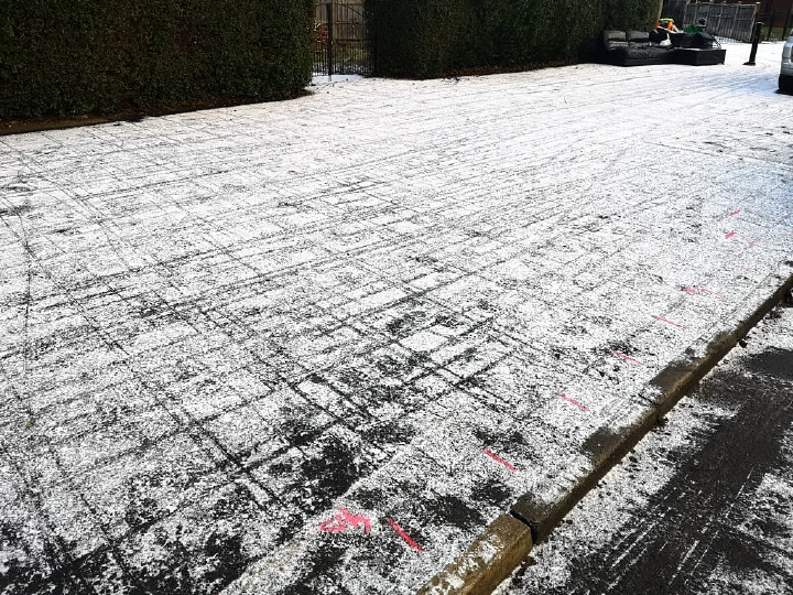 'Tramline' markings in the snow from the GPR antenna